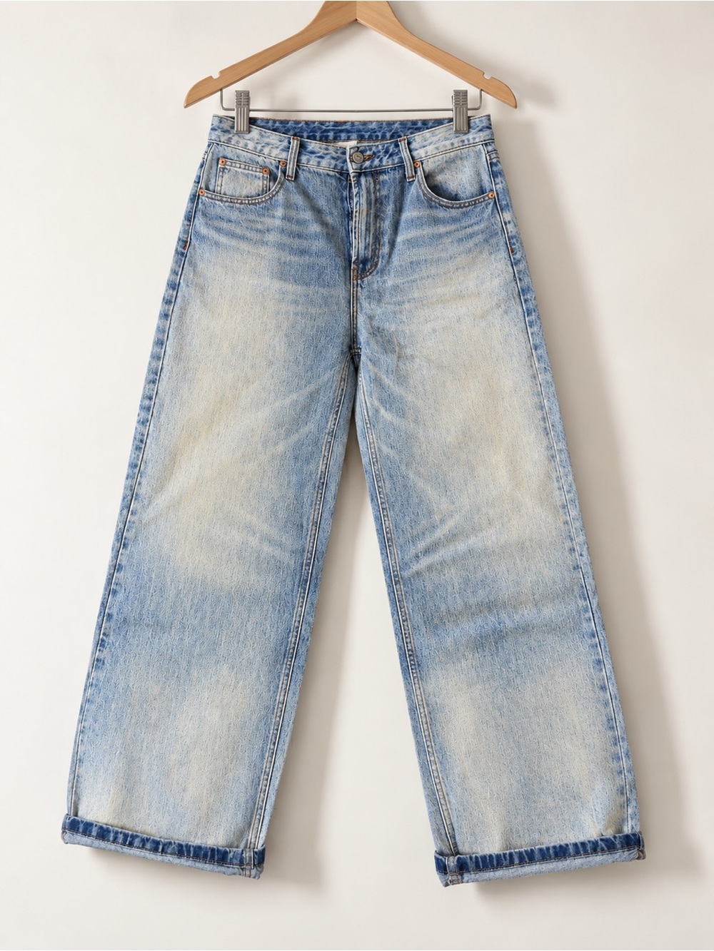 Relaxed Wide-Leg Light Bluish green Men's Jeans